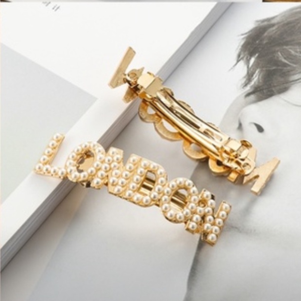NWT Faux Pearl City Gold Barrette - Picture 5 of 8